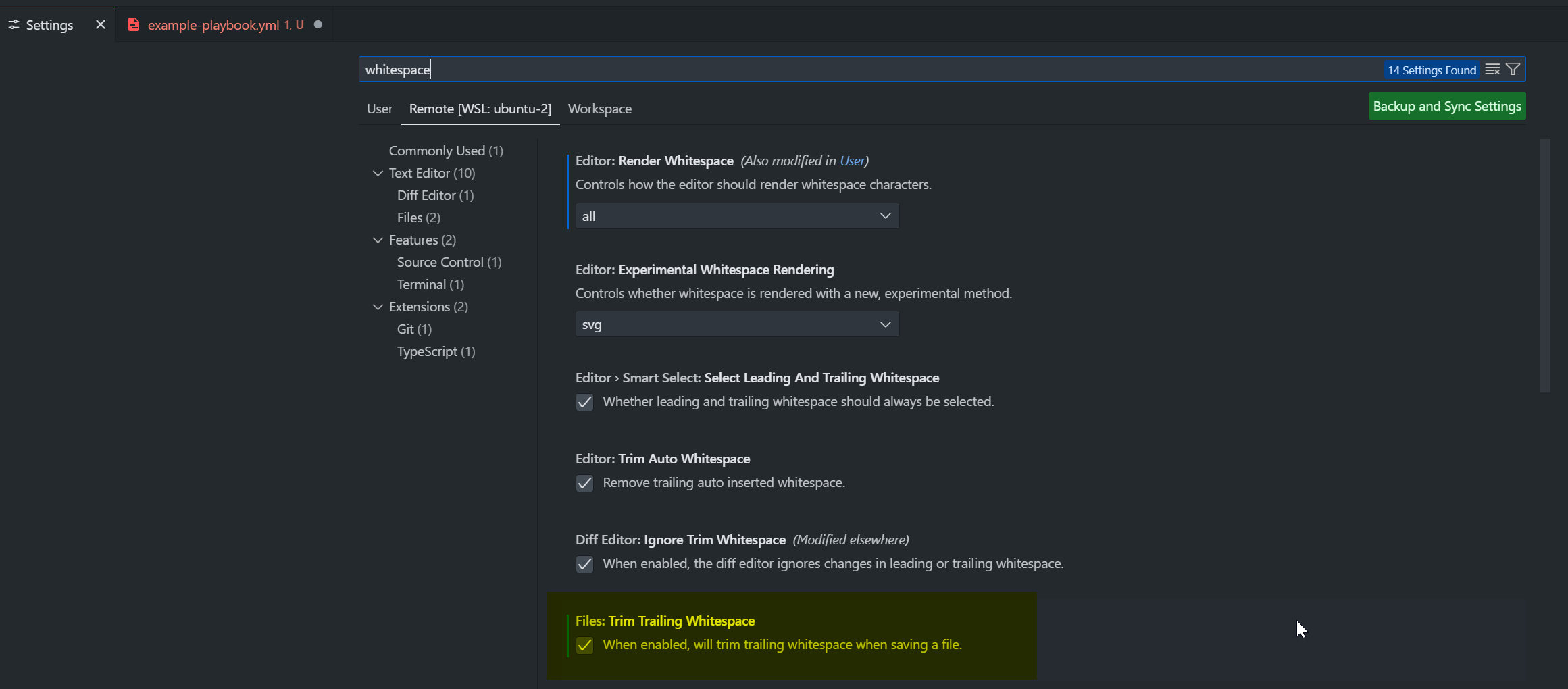 vs-code trim trailing whitespace