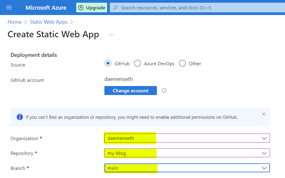 Create a static web app